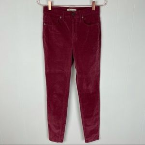 Madewell 10" High-Rise High-Waist Skinny Velvet Pants